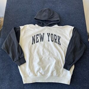 John Galt Hoodie Sweatshirt Womens Large White Black New York Pullover J Galt